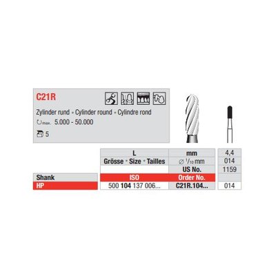 Tvrdokovový vrtáček RA C21R.012 (bal/6ks)