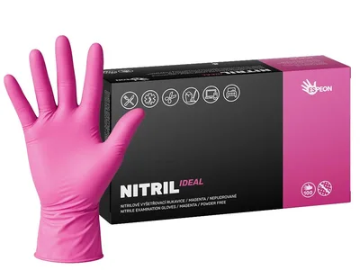 Nitrilové rukavice NITRIL IDEAL 100 ks, nepudrované, magenta, 3.5 g - Velikost: S