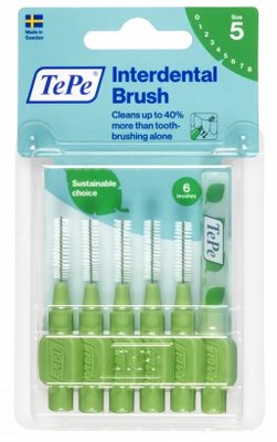 TePe Original mezizubní kartáčky z bioplastu 0,8 mm, zelené, 6 ks