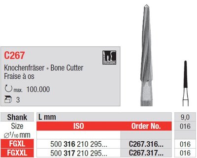 Edenta C267 - chirurgické karbidové nástroje, bone cutter - 3 ks