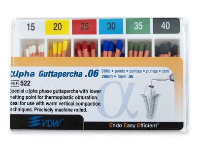 VDW Alpha - Gutaperčové čepy .06, sada 015-040