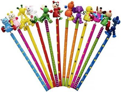 Tužky s dřevěnými zvířátky, 24ks