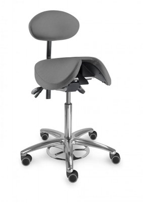 MAYER Stolička sedlová s děleným tvarovaným sedákem a s opěrkou zad 1215 S clean - titanová - Silvertex