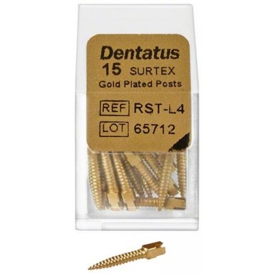 Zlacené čepy Dentatus dlouhé (11,8 mm), prům.1,5 mm, 15 ks