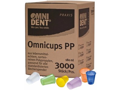 Omnicup PP - výplachové kelímky, 3000ks mix barev