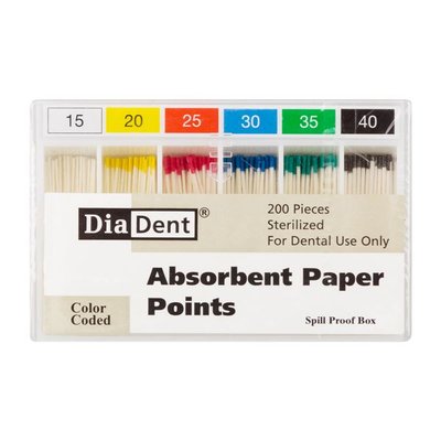 Papír.čepy DiaDent 008 kalibrované, kón. 2%
