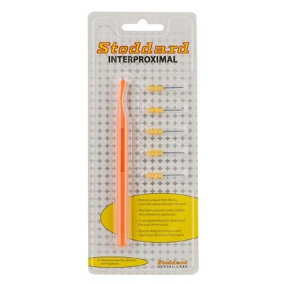 Interdentální mezizubní kartáček 3 polohové plastové držátko + 5 kartáčků - žlutá 1,2