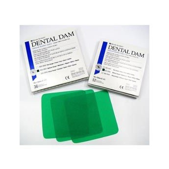 HS-kofferdam zelený DENTAL DAM Latex příchuť mint 15 x 15 cm tenký 36 ks