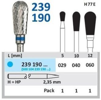 HORICO tvrdokovová fréza - hruška 2,9 mm