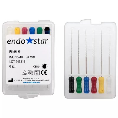 H-Files Poldent 6szt długość 31mm - Wybierz typ:: 15-40/31mm