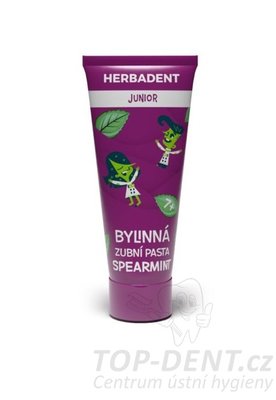 Herbadent JUNIOR Bylinná zubní pasta SPEARMINT s fluoridy, 75 g (bez krabičky)