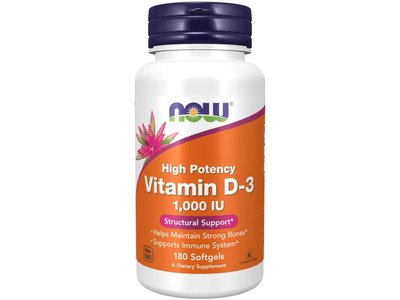 NOW Foods - Vitamín D-3 1000 IU, 180 softgel kapslí