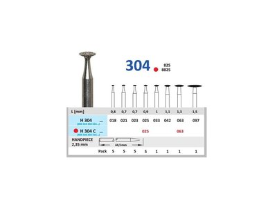 HORICO diamantový brousek - kolečko, H304 - Parameter_0: normal, Parameter_1: Průměr 1,8mm (018)