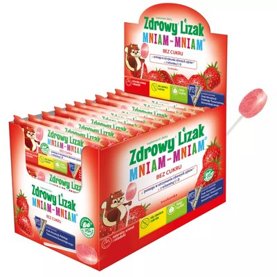 Zdrowy Lizak MNIAM-MNIAM truskawka 40szt