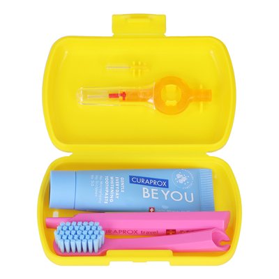 PROMOCJA Zestaw podróżny do higieny jamy ustnej Curaprox - żółty do 31.07.2026