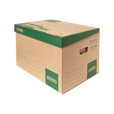 Krabice archivační EMBA přírodní/zelená, 42,5 x 33 x 30 cm