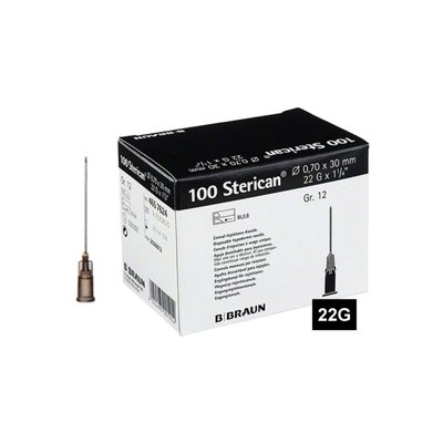 B. BRAUN Sterican Injekční Jehly Luer Černá 22G (0,7x30mm) 100ks
