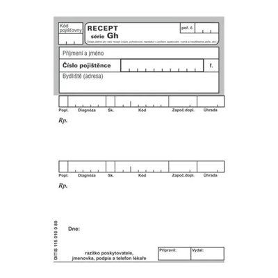 DITIS Recept obyčejný číslovaný 100ks