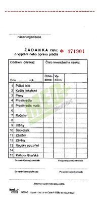 Žádanka na vyprání prádla, 100 listů v bloku