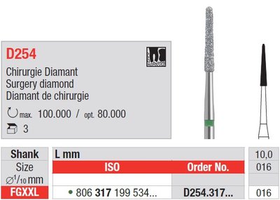 Edenta D254 - chirurgický diamantový nástroj - 3 ks