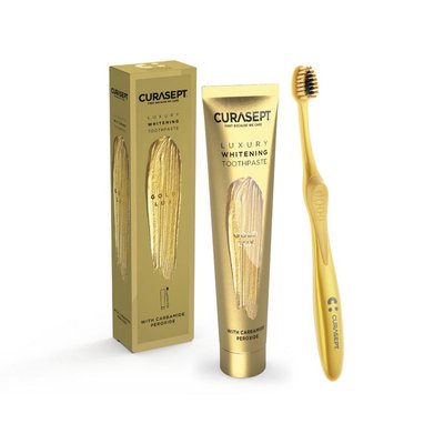 Curasept Luxury Gold zubní pasta 75 ml + zubní kartáček