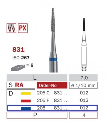 Diaswiss 831 modrá, 6ks/balení - 012 mm