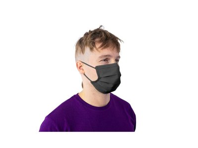 Rouška jednorázová, 3 vrstvá, 175 x 93 mm, 50 ks, černá