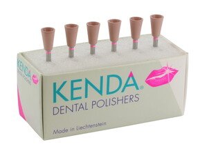 Gumki do kompozytów hybrydowych Kenda Hybrid 0105 różowe kielich długi wąski 6szt z nasypem diamentowym, polerowanie ostateczne