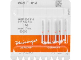 Diamanten 863 - Packung 5 Stück rot fein, FG, Figur 250 Flamme, 10 mm, ISO 016