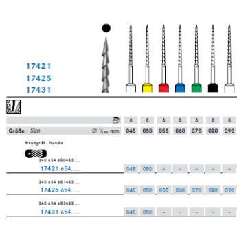 KOMET Hedstroem ISO 60 modrý / 25mm, sterilní, 6ks