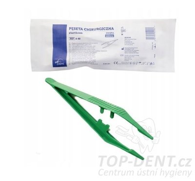 Zarys jednorázová plastová zelená pinzeta 13cm (sterilní), 1ks