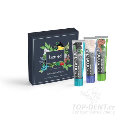 Biomed pánská dárková sada zubních past (Gum Health, Charcoal, Calcimax), 3ks