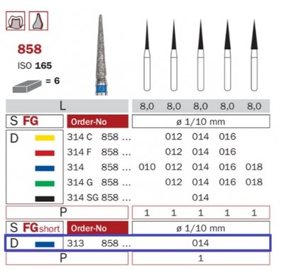 Diaswiss 858 short, 6ks/balení - 014 mm