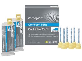 Xantopren® Comfort® System - Normalpackung 2 x 50 ml Doppelkartusche light blau, 12 Mixing Tips