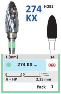 HORICO tvrdokovová fréza - vajíčko 6,0 mm
