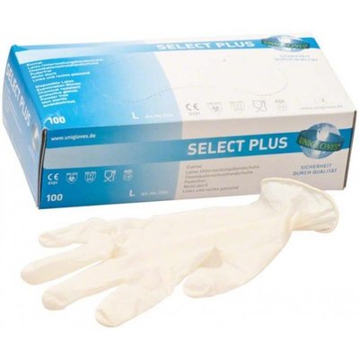 Rukavice Unigloves Select Plus L, latexové, bez pudru, mikrozdrněné, 100 ks