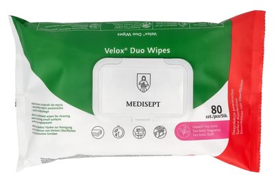 Chusteczki alkoholowe Velox Duo Wipes tea tonic flow pack 80 szt. Medisept