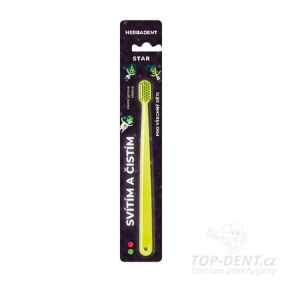 Herbadent STAR Dětský svítící zubní kartáček, velmi jemné vlákno, 1 ks