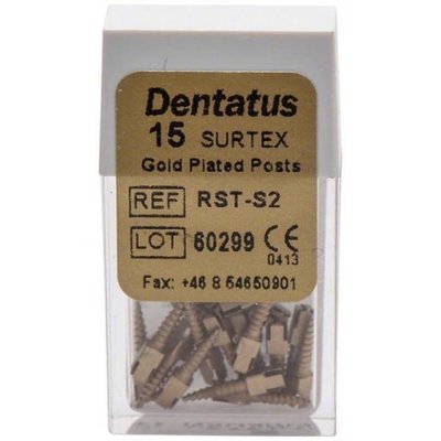 Zlacené čepy Dentatus krátké (7,8 mm), prům.1,20 mm, 15 ks