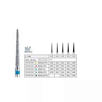 859LG FG Wiertło diamentowe na turbinę szczelinowe IQDENT Premium zielony 5szt