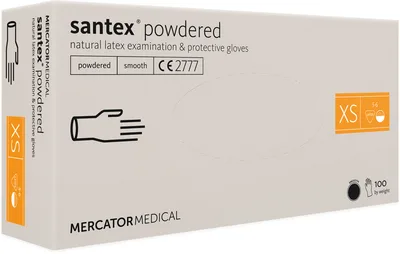 Vyšetřovací rukavice latexové santex XS