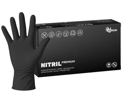 Nitrilové rukavice NITRIL PREMIUM 100 ks, nepudrované, černé, 4.0 g