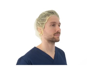 Čepice z netkané textilie, BARET, 100 ks, žlutá - Velikost: XXL (61 CM)
