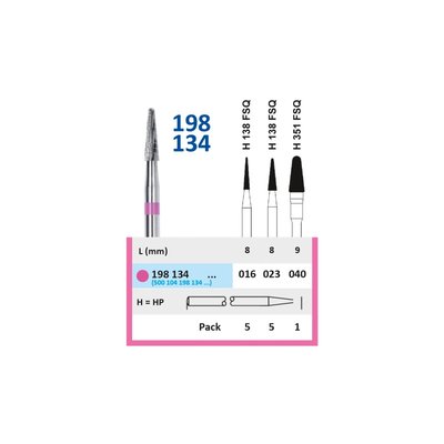 HORICO Fréza Tvrdokovová Tvar Kónus Zakulacený ISO 023 Růžová 5ks