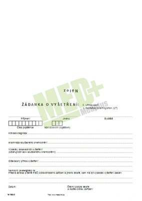 Žádanka o vyšetření CT, UZ