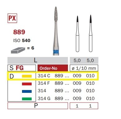 Diaswiss 889 žlutá, 6ks/balení - 009 mm