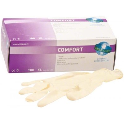 Rukavice Unigloves Comfort XL bez pudru, nesterilní, latexové, hypoalergenní, 100 ks