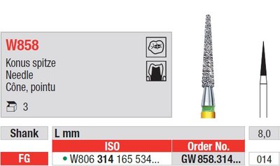 Edenta W858 - White Tiger diamantový nástroj, ihla - 3 ks