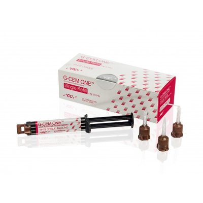 G-CEM ONE Single Refill WO, 1 stříkačky (4,6 g), 8× GCAutomix Tips Regular, 2× GC Automix Endo tips;
