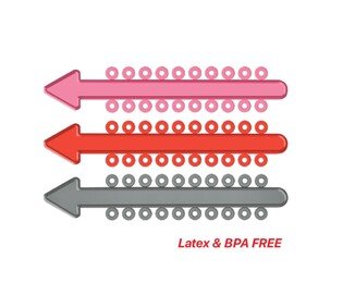 Ligatury elastyczne ortodontyczne – LIGHT PINK / JASNO RÓŻOWY 20 pałeczek po 50 ligatur (1000 sztuk) DYNAFLEX D20 TIES -LIGHT PINK 1000 LIGATURES PER PACKAGE